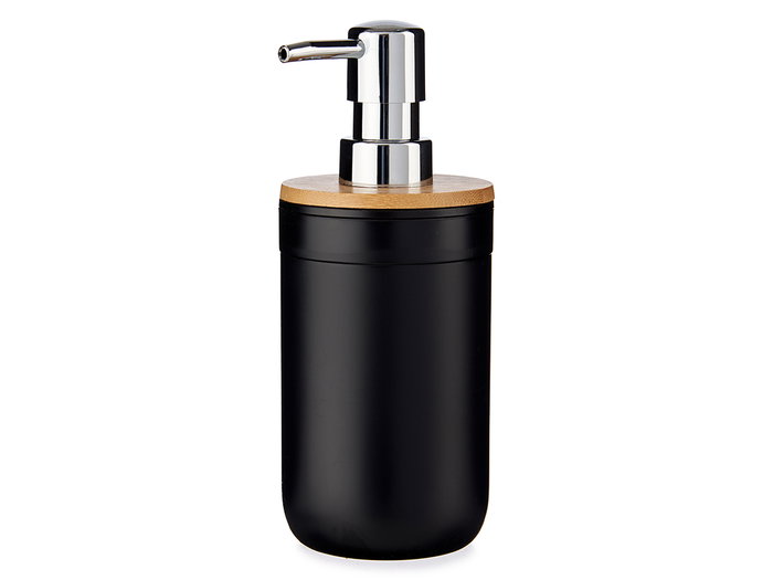 Berilo Dosificador Negro con Tapa Bambú 350 ml Polipropileno 9x17x8 cm (Set de 12)