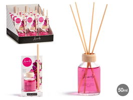 Acorde Mikado con Varilla Orquidea 50 ml - Ambientador de Vidrio y Ratán 7x5x17 cm (Set de 12)
