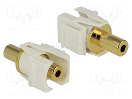 DeLOCK 86336 Módulo Keystone Jack 3,5 mm 3 Pin a Jack 3,5 mm 3 Pin Blanco/Oro