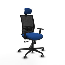 PIQUERAS Y CRESPO Silla de oficina Yunquera con mecanismo Sincro, Azul y Negro