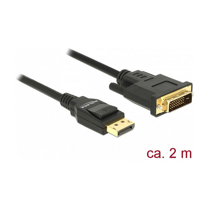 DeLOCK Cable DisplayPort 1.2 a DVI 24+1 Pasivo de 2 Metros - Negro