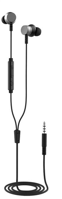 Elbe AU-P20-MIC Auriculares Intra-auditivos con Micrófono, Control de Llamadas y Música, Negro/Plata