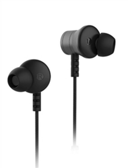Elbe AU-P20-MIC Auriculares Intra-auditivos con Micrófono, Control de Llamadas y Música, Negro/Plata