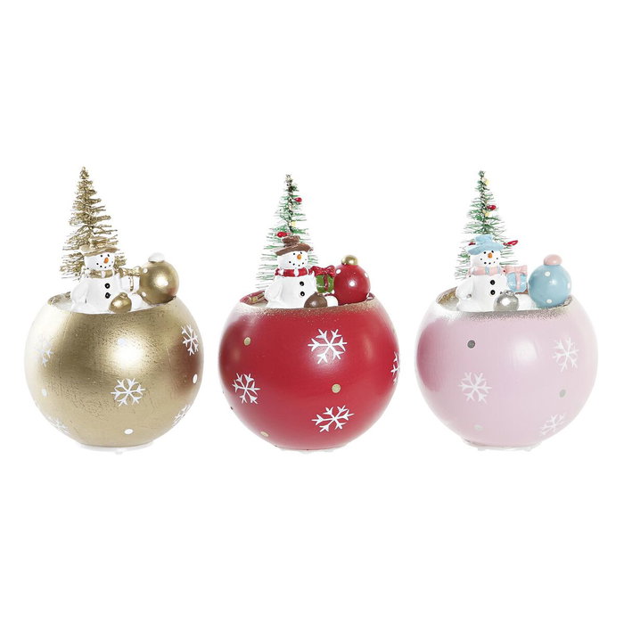 DKD Home Decor Figura LED MDF Muñeco de Nieve Surtido de 3 unidades