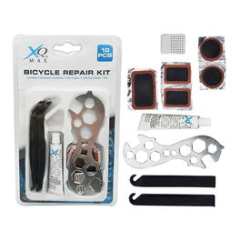 Xqmax Kit Básico de Reparación de Ruedas de Bicicleta - 10 Piezas con Palancas, Parches, Pegamento, Llave Hexagonal y Lima