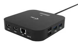 i-tec C31DUALHDMIDOCKPD Dock USB-C con 2 Puertos HDMI 4K/60Hz, 100W Power Delivery, 6 Puertos USB, Ethernet Gigabit, Audio 3.5mm y Montaje VESA para Portátil, Negro