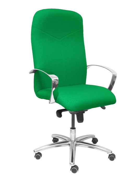 Sillón Caudete con mecanismo Basculante avanzado tapizada con Tela color Verde. Equipado con Base aluminio, Brazos fijos y Ruedas de parqué Sillón Caudete con mecanismo Basculante avanzado tapizada con Tela color Verde. Equipado con Base aluminio, Brazos fijos y Ruedas de parqué