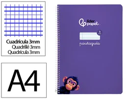 Liderpapel Pautaguía Cuaderno Espiral A4 Tapa Blanda 80 Hojas 75gr Cuadro Pautado 3mm Lila