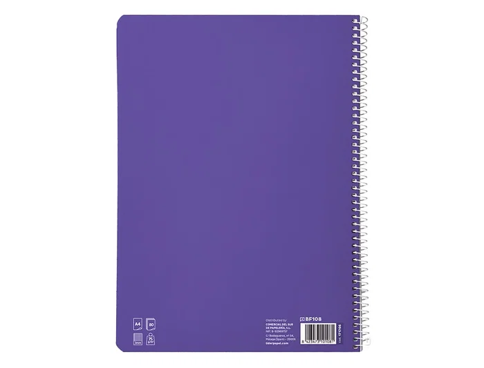 Liderpapel Pautaguía Cuaderno Espiral A4 Tapa Blanda 80 Hojas 75gr Cuadro Pautado 3mm Lila Liderpapel Pautaguía Cuaderno Espiral A4 Tapa Blanda 80 Hojas 75gr Cuadro Pautado 3mm Lila