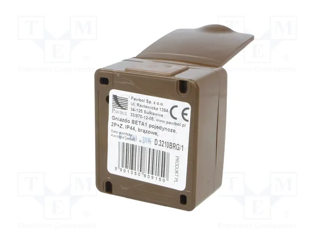 PAWBOL Tomacorriente de alimentación AC 2P+PE 16A 250VAC Marrón PAWBOL Tomacorriente de alimentación AC 2P+PE 16A 250VAC Marrón
