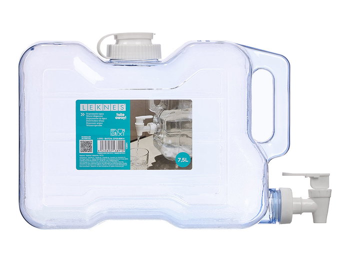 Leknes Dispensador de Agua Plástico PETG 7,5L Transparente 34,5x21,5x7,5cm (Set de 8)