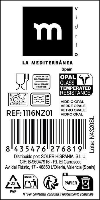 La Mediterranea Plato Llano Everett Opal 25,5 cm - Vajilla, Plato Plano para Mesa (36 Unidades)