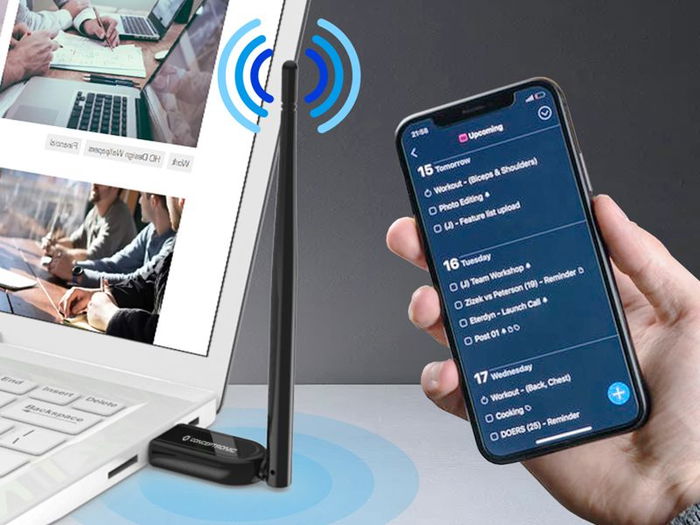 Conceptronic ABBY07B - Adaptador USB Bluetooth 5.1 Clase 1 con Antena de 2dBi, Rango 100m, Plug & Play para Windows 11/10/8.1