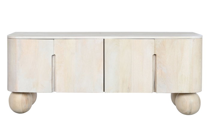DKD Home Decor Mueble TV Tromso Urban Blanco 140x40x58 cm 4 Puertas