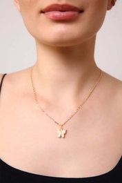 Heliophilia Silver Kolye-13Gld Collar de Latón con Piedra de Circonita Dorado 45 cm