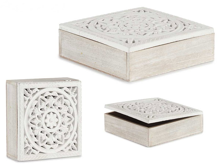 Giftdecor Caja Calada Madera Cuadrada Blanco 22 cm x 22 cm x 7 cm (Set de 8) Giftdecor Caja Calada Madera Cuadrada Blanco 22 cm x 22 cm x 7 cm (Set de 8)