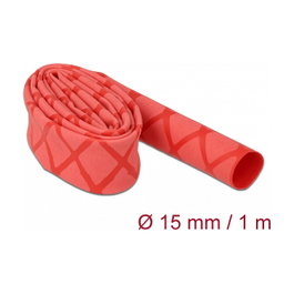 DeLOCK Tubo termorretráctil Rojo con patrón en X antideslizante 1 m x 15 mm
