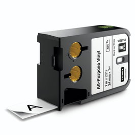 Dymo Cinta XTL de Vinilo Negro sobre Blanco 24mm x 7m