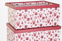 DKD Home Decor Caja Navidad Tradicional Rojo Blanco Carton Set de 5 Piezas 35 x 25 x 50 cm Renos