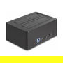 DeLOCK USB 3.2 Estación de Acoplamiento Dual para 2 x SATA HDD/SSD 2.5/3.5" con Función Clonación, Lector de Tarjetas CF/SD y Puerto USB Extra, Color Negro