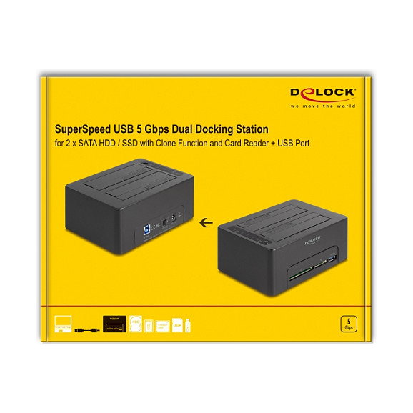 DeLOCK Estación de acoplamiento dual USB para 2 x SATA HDD/SSD 64183 DeLOCK Estación de acoplamiento dual USB para 2 x SATA HDD/SSD 64183