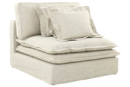 DKD Home Decor Módulo Central de Sofá Blanco Roto con 3 Cojines
