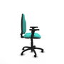Silla de oficina Algarra con mecanismo Contacto permanente básico tapizada con Similpiel color Turquesa. Equipada con Base poliamida negra, Brazos 2D y Ruedas de parqué