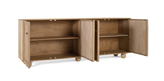 Giner y Colomer Aparador de Madera de Mango con 4 Puertas, Color Natural, Diseño Artesanal