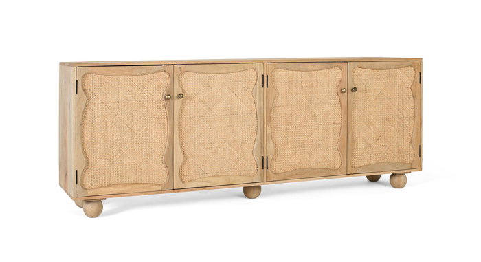 Giner y Colomer Aparador de Madera de Mango con 4 Puertas, Color Natural, Diseño Artesanal