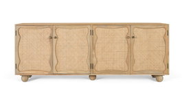 Giner y Colomer Aparador de Madera de Mango con 4 Puertas, Color Natural, Diseño Artesanal