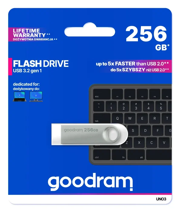 Goodram Pendrive UNO3 256 GB Plata Metal