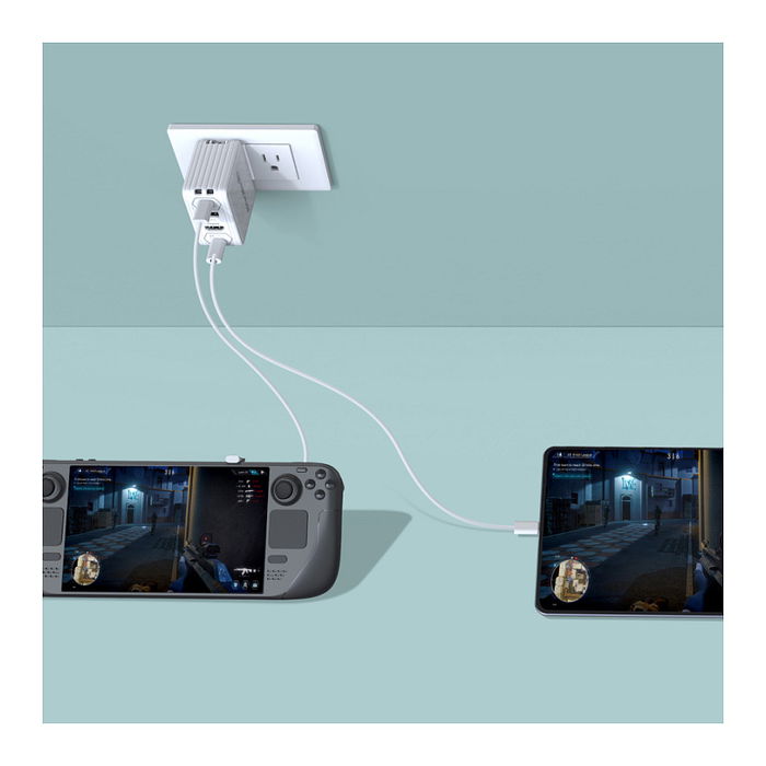 AVERMEDIA GC313Pro Cargador GaN 100W con USB Tipo C Carga Rápida Power Delivery 3.0 Blanco Cable 2m