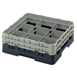 CAMBRO - 9S434-119 - Cesta de lavado 9 comp. 2 alturas - 14,8 cm Ø máx. - alt. máx. 13,5 cm - 50 x 50 x 18,4 cm - Verde sherwood