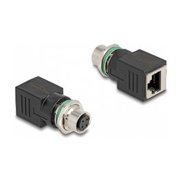 DeLOCK Adaptador M12 D-codificado 4 pines hembra a RJ45 hembra recto 60060