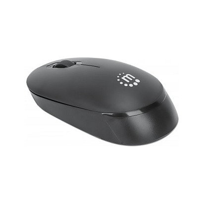 MANHATTAN Performance III - Ratón óptico inalámbrico 2.4 GHz, 1000 dpi, ambidiestro, 3 botones + rueda, color negro, receptor nano USB