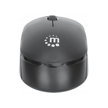 MANHATTAN Performance III - Ratón óptico inalámbrico 2.4 GHz, 1000 dpi, ambidiestro, 3 botones + rueda, color negro, receptor nano USB
