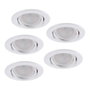 Vepa Pack de 5 Bombillas LED GU10 6W 700Lm 6000K con Aro Downlight Redondo Inclinable de Acero 90mm Blanco