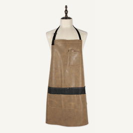 Zzmen Delantal Caballero Marrón West Cuero Artificial y Vaquero 68x60cm