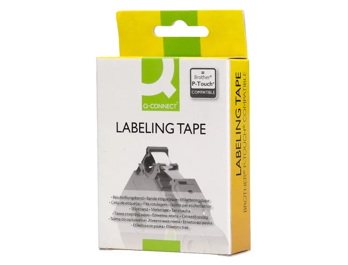 Q-connect Cinta TZE-631 para Rotuladoras Brother, 12 mm Amarillo y Negro, 8 m