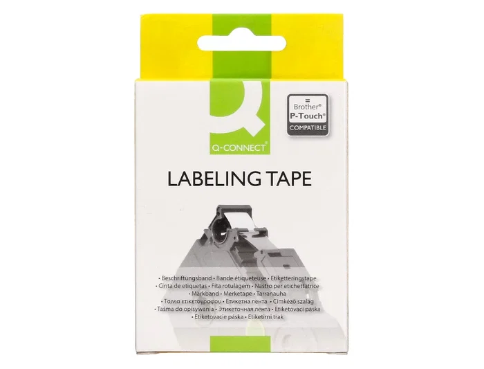 Q-connect Cinta TZE-631 para Rotuladoras Brother, 12 mm Amarillo y Negro, 8 m