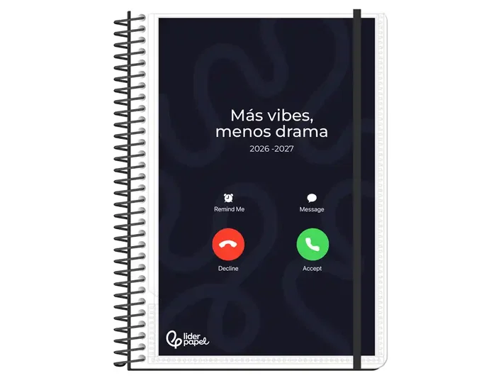 Liderpapel Agenda Escolar Personalizable 26-27 Día Página A5 Espiral Bilingüe con Portada Intercambiable Papel FSC 70g - Simply