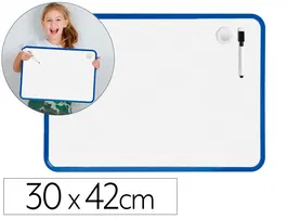Liderpapel Pizarra Blanca Magnética Doble Cara Lisa 30x42 cm con Rotulador, Imán y Borrador
