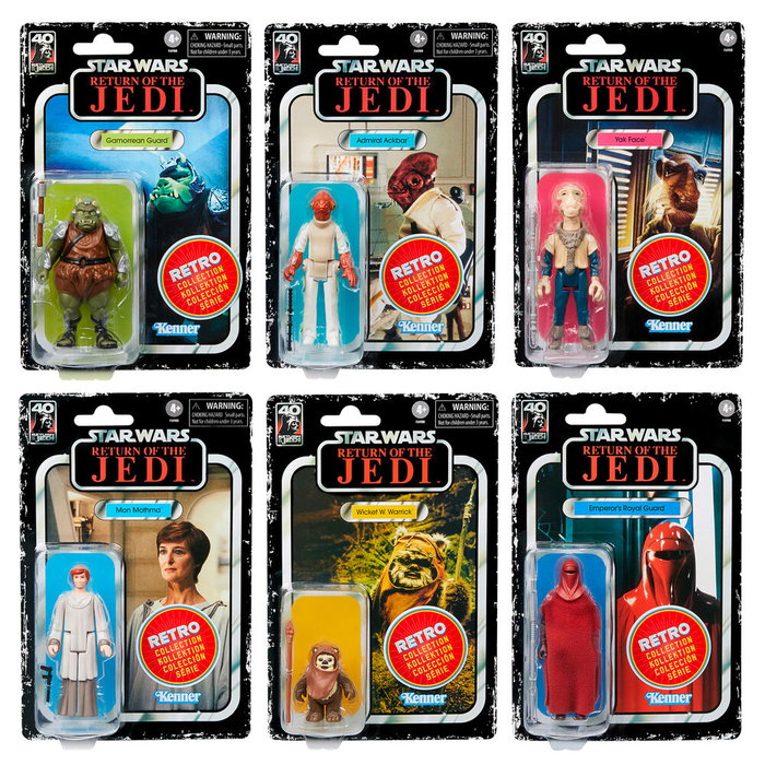 HASBRO Set de 6 figuras coleccion Retro Star Wars El Retorno del Jedi 9,5cm surtido