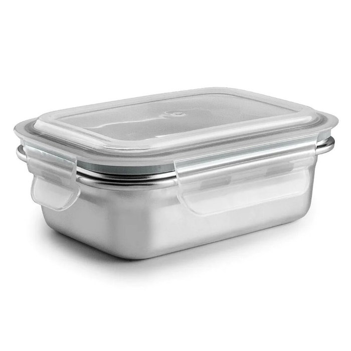Ibili Fiambrera rectangular de acero inoxidable con tapa hermética de 600 ml