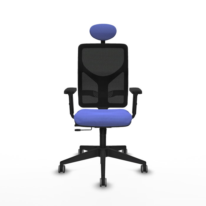 PIQUERAS Y CRESPO Silla de oficina Motilla con mecanismo Sincro/Traslack, Azul claro y Negro