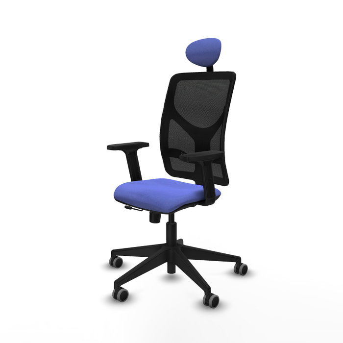 PIQUERAS Y CRESPO Silla de oficina Motilla con mecanismo Sincro/Traslack, Azul claro y Negro