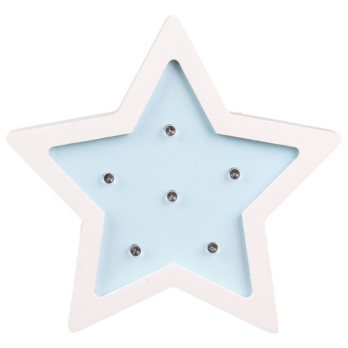 Home Deco Kids Lámpara Estrella Madera Decoración Habitación Infantil LED Rosa o Azul