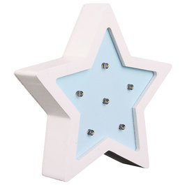 Home Deco Kids Lámpara Estrella Madera Decoración Habitación Infantil LED Rosa o Azul