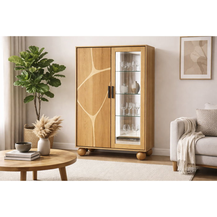 DKD Home Decor Vitrina Acacia Stone River Natural y Blanco DKD Home Decor Vitrina Acacia Stone River Natural y Blanco