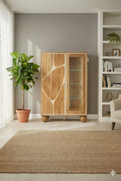 DKD Home Decor Vitrina Moderno Acacia Stone River 40x150x100 cm